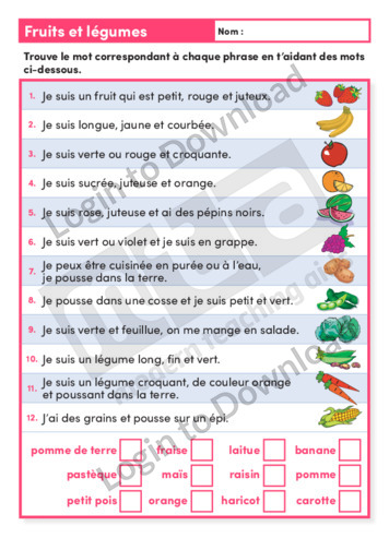 Lesson Zone AU - Fruit and Vegetables (Level 2)