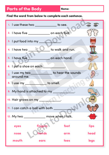 Lesson Zone AU - Parts of the Body (Level 2)