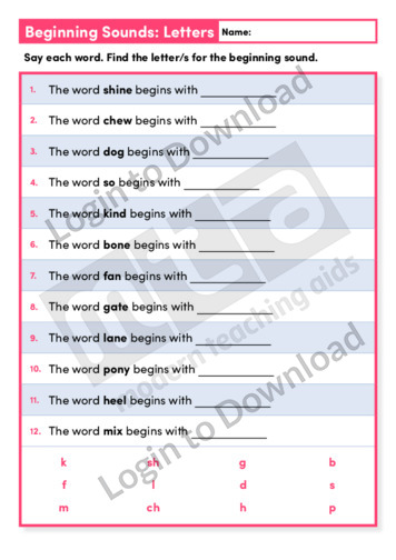 Beginning Sounds Letters 2 (Level 1)