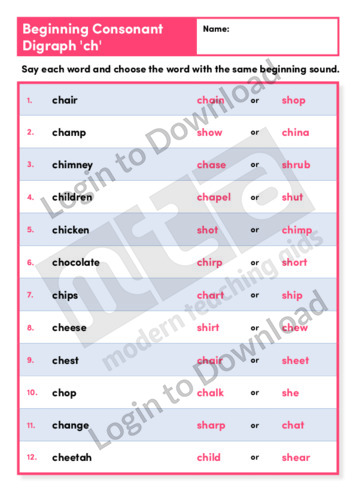 Beginning Consonant Digraph ‘ch’ (Level 3)