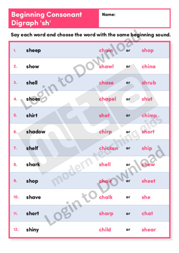Beginning Consonant Digraph ‘sh’ (Level 3)