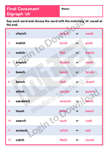 Final Consonant Digraph ‘ch’ (Level 3)