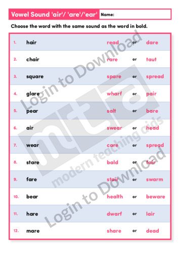 Vowel Sound ‘air’/’are’/’ear’ (Level 4)