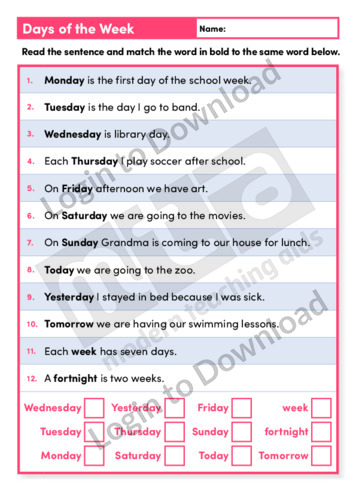 Days of the Week (Level 1)