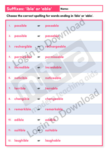 Suffixes ‘ible’ or ‘able’ 2 (Level 4)