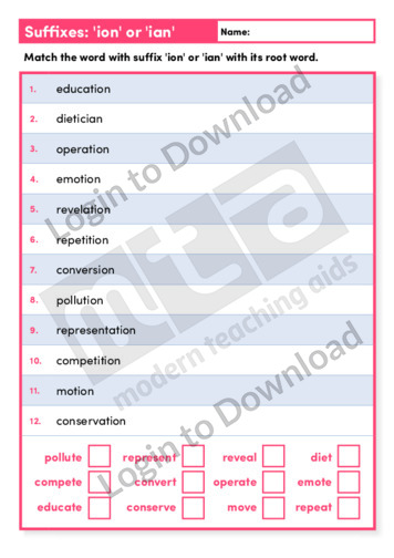 Suffixes ‘ion’ or ‘ian’ 2 (Level 4)