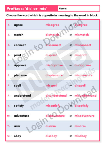 Prefixes ‘dis’ or ‘mis’ (Level 4)