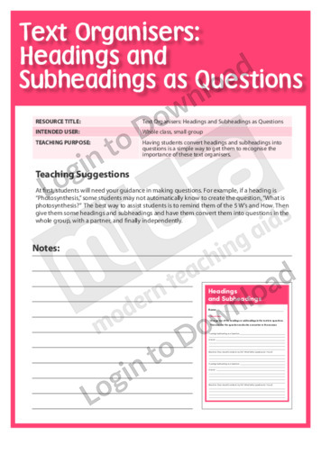 Headings and Subheadings as Questions