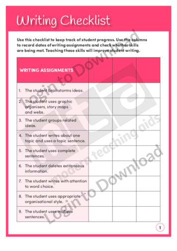 Writing Checklist (Level 3)