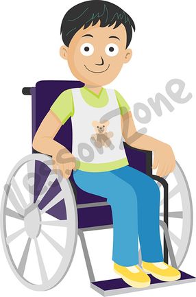 Young boy in wheelchair