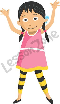 Young girl with arms up