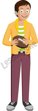 Teenage boy holding a rugby ball