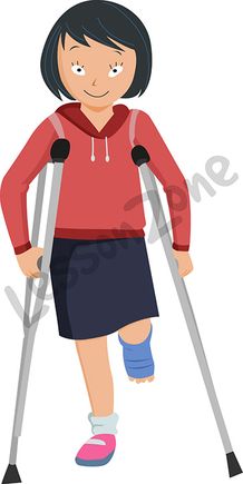 Young girl with crutches