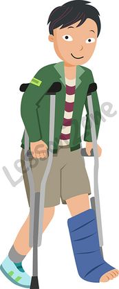 Boy with crutches