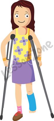 Teenage girl with crutches