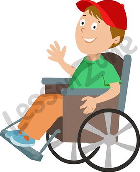 Young boy in wheelchair