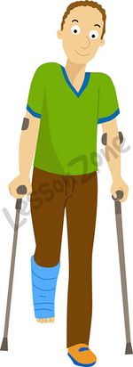 Teenage boy with crutches