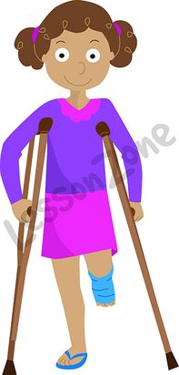 Young girl with crutches