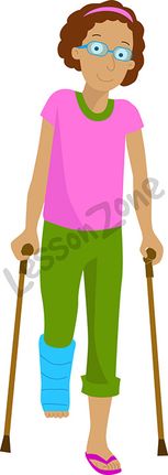 Teenage girl with crutches