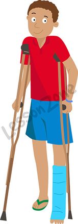 Teenage boy with crutches
