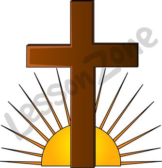 Crucifix with sun rising