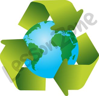 Globe and recycle symbol