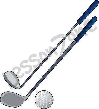 Golf clubs and ball