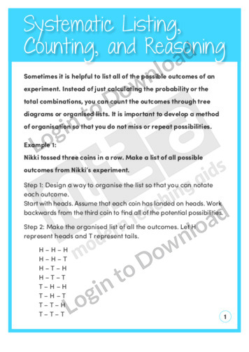 Systematic Listing, Counting and Reasoning 1 (Level 8)