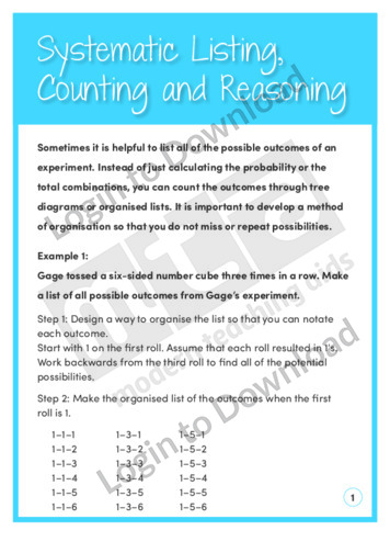 Systematic Listing, Counting and Reasoning 2 (Level 8)