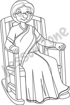 Elderly woman sitting in chair B&W