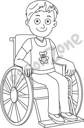 Young boy in wheelchair  B&W