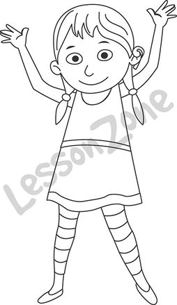 Young girl with arms up B&W