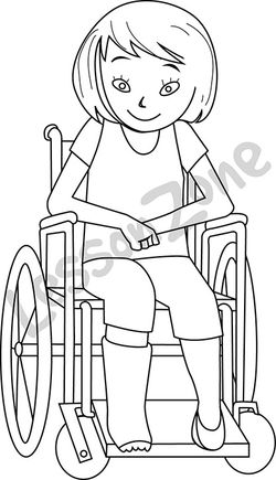 Young girl in wheelchair  B&W