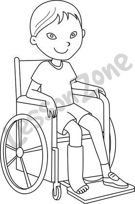 Young boy in wheelchair  B&W