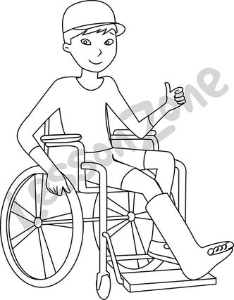 Teenage boy in wheelchair  B&W