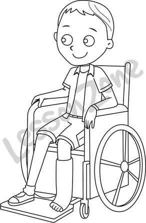 Young boy in wheelchair  B&W