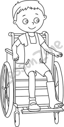 Boy in wheelchair  B&W