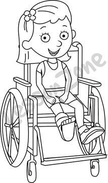 Young girl in wheelchair  B&W