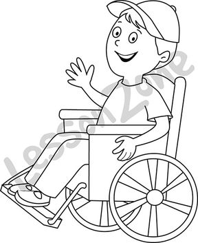 Young boy in wheelchair  B&W