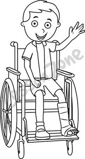 Boy in wheelchair  B&W