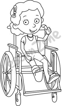 Young girl in wheelchair  B&W