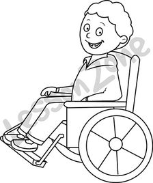 Young boy in wheelchair  B&W