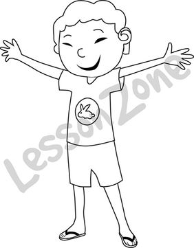 Young boy with arms out B&W