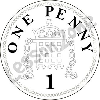 United Kingdom, 1p coin B&W
