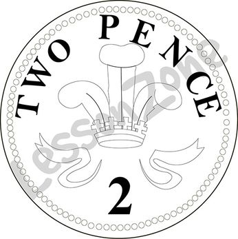 United Kingdom, 2p coin B&W