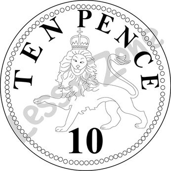 United Kingdom, 10p coin B&W