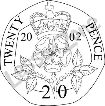 United Kingdom, 20p coin B&W
