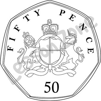 United Kingdom, 50p coin B&W