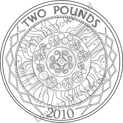 United Kingdom, £2	coin B&W