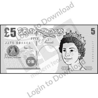 United Kingdom, £5 note B&W
